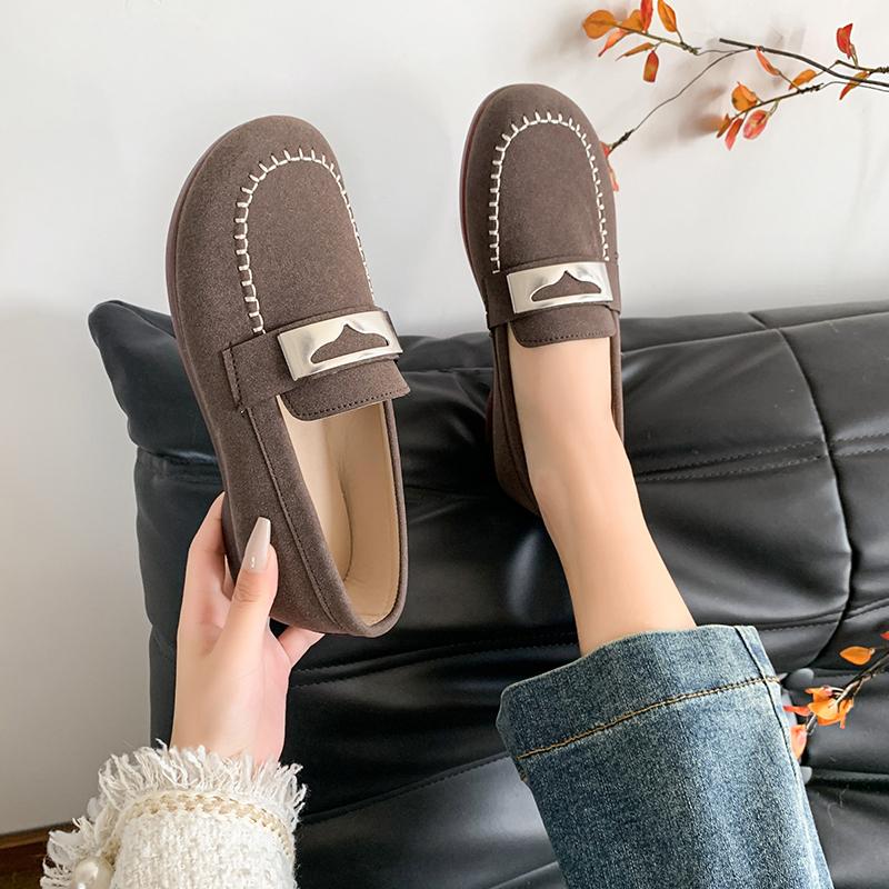 Fashion Comfortable Rubber Flat Mom Shoes 2025 New Spring Autumn Soft Bottomed Bean Shoes For Middle-Aged And Elderly Women