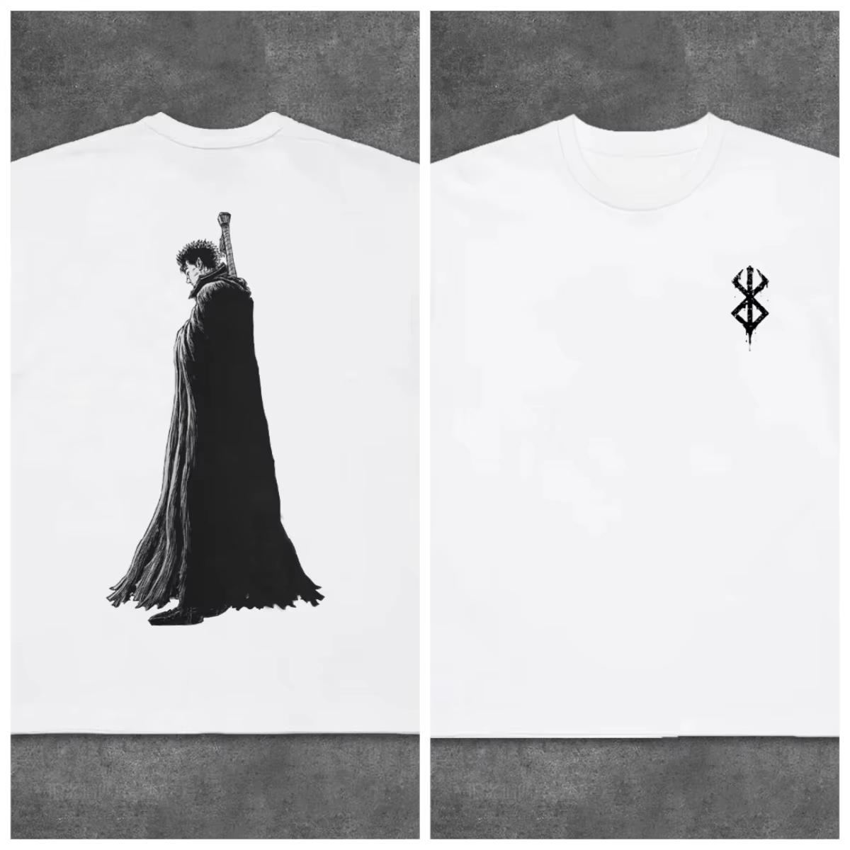 

2025 Summer Short Sleeve T-Shirt Sword Wind Legend Berserk Heavy Cotton Vintage Loose Crew Neck Half-Sleeve Tops Vintage T Shirt 3XL