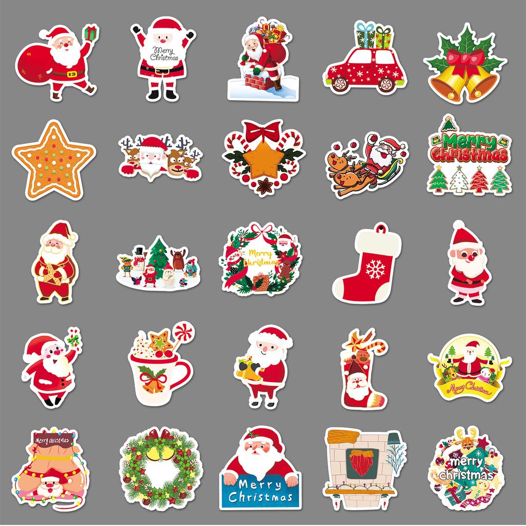 102 Christmas Personalized Cartoon Festive Theme Children's Decoration Mobile Phone Case Skateboard Suitcase Stickers