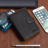 Beltimore Men's Large Vertical Leather Wallet With Clasp, Black, Rfid Premium