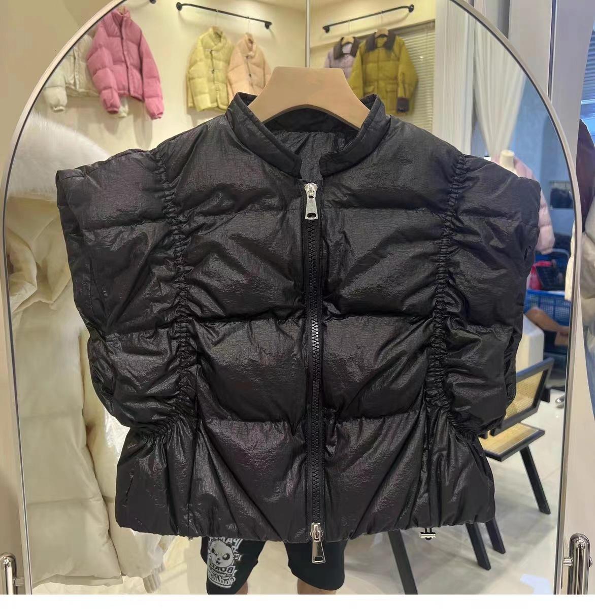 

2024 Зима Новый Иностранный Стиль Короткая Белая Куртка-Пуховик Жилет Жилет Куртка Женская one size fits all чёрный