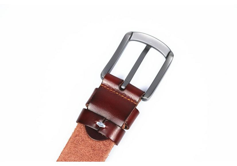 Men's Retro Genuine Leather Belt with Alloy Pin Buckle - Stylish and Versatile Cowhide Belt for Fashionable Looks