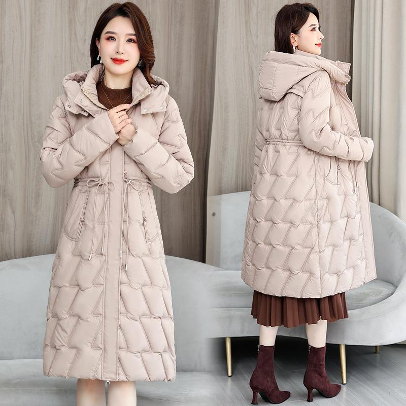 Cold-proof casual down cotton jacket, over-the-knee cotton jacket, women's long padded jacket, winter new thickened slim Korean version