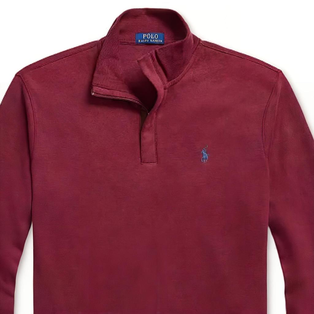 Polo Ralph Lauren Solid Color Half-Zip Logo Embroidered Long Sleeve Sweatshirt Men Sweatshirt Burgundy 710890534-024