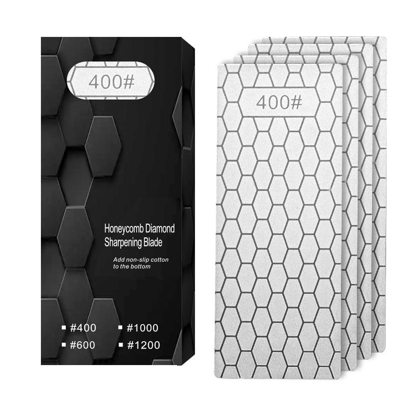 Double-Sided Diamond Kitchen Knife Sharpener Rod with Honeycomb Whetstone Plate