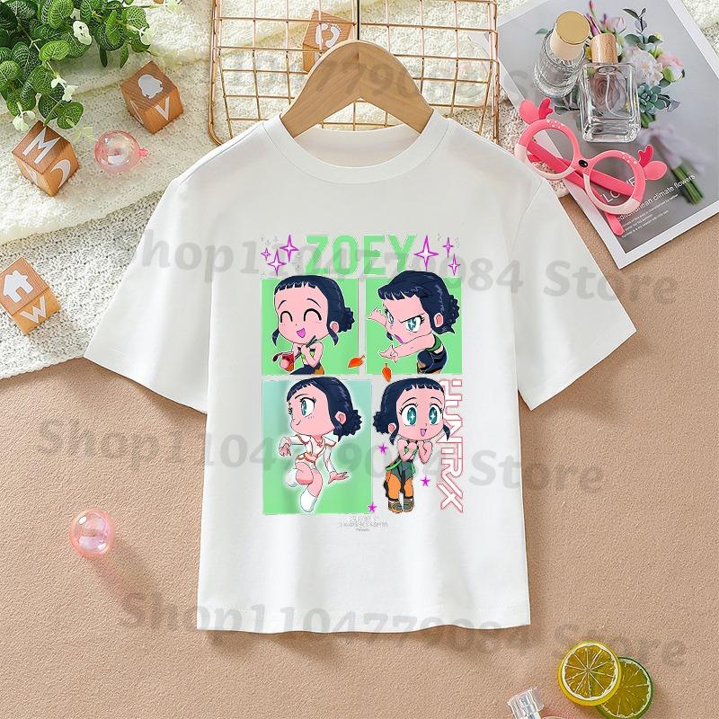 K-pop Demon Hunters White T-shirts for Girls Anime Cartoon Cute Short Sleeved Shirt Children Summer Fashion Sweet T-shirt Gifts
