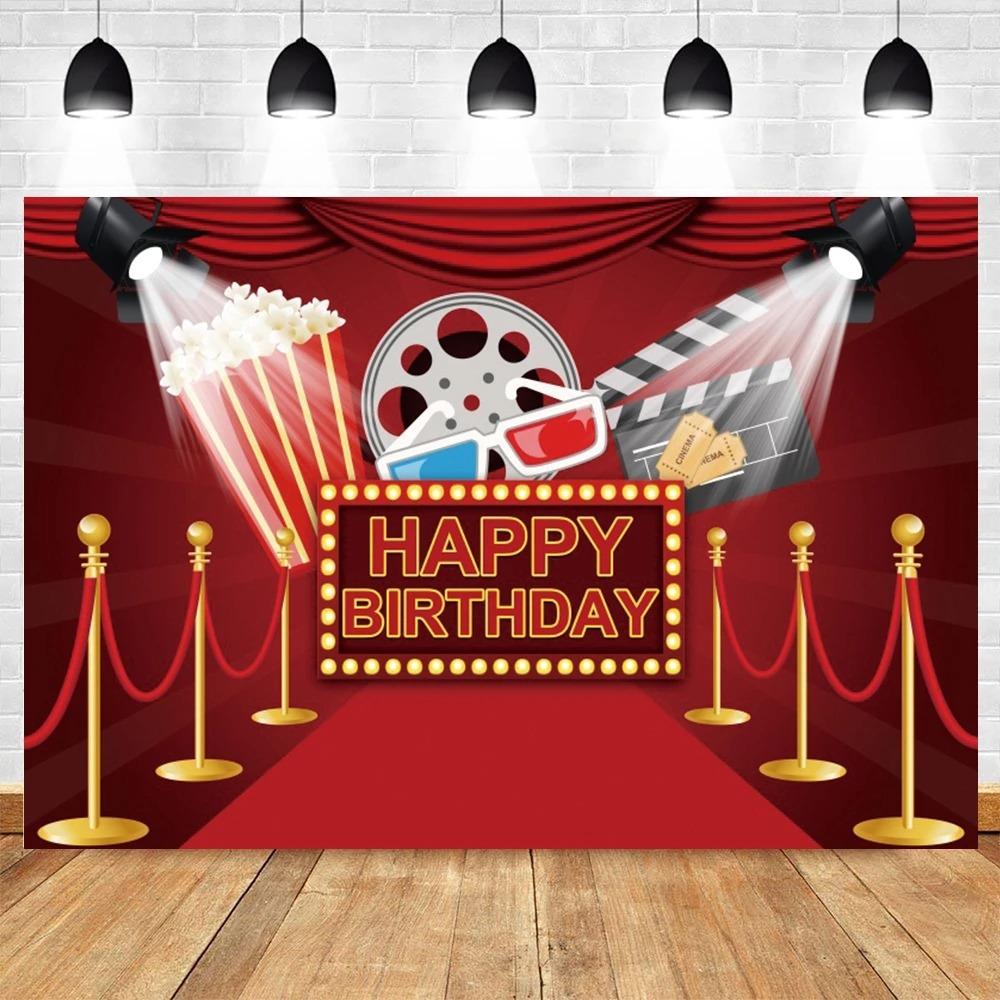 Birthday Party Backdrop Decor Red Carpet Film Cinema Movie Poker Playing Card Casino Photographic Background Photo Studio Props