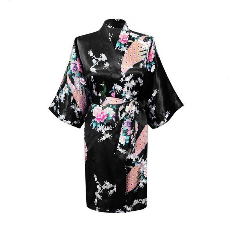 Bride Long Women Kimono Robe Satin Silk Night Dressing Gown
