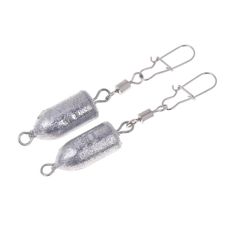 2Pcs Fishing Sinkers Weights Bullet Sinker Rolling Swivel With Interlock Snap Connector 10/15/20/25/30/40/50/60G Fishing Tackle