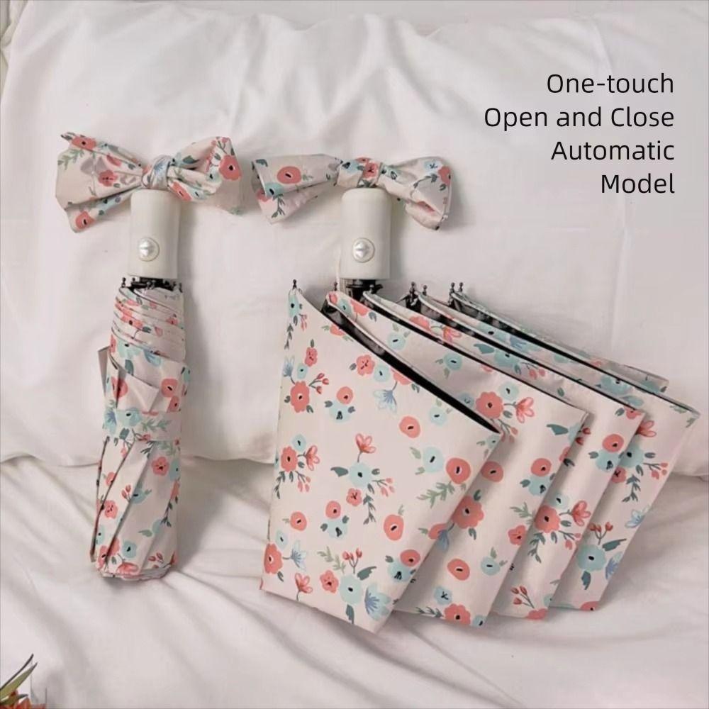Fresh Flowers Sun Umbrella UV Protection Floral Umbrella Ultraviolet Automatic Umbrella  Rain Gear