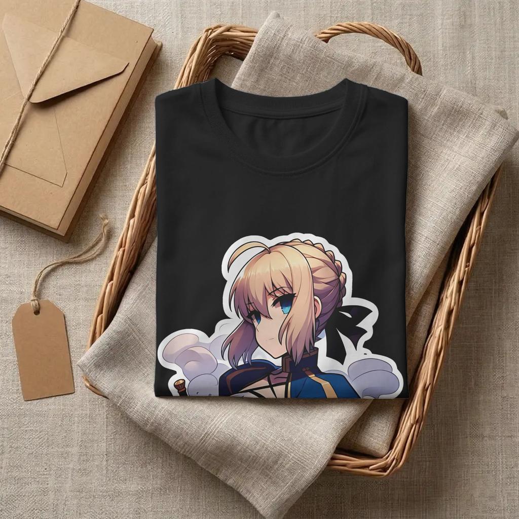 Ullzang Fate Stay Night Chibi Saber Fate Stay Night TShirt Unisex Crewneck Short Sleeve Clothes 100Cotton Summer TopsTops