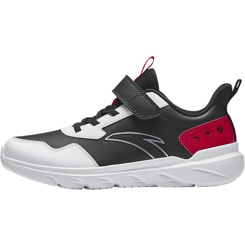 Anta Kids Vitality Comfortable Versatile Lightweight Shock Absorbing Low Top Running Shoes Kids Running Shoes Black White Classic-Red A12435568-7