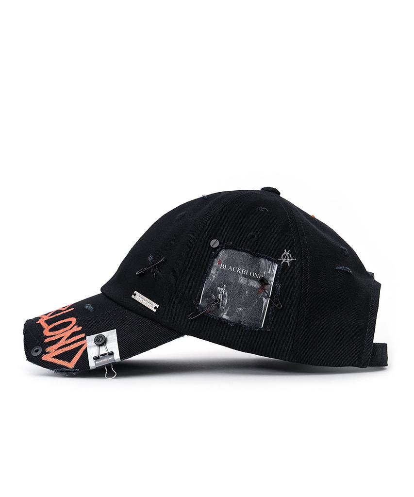 BLACKBLOND Vividi No Sympathy Hidden Patch Graffiti Logo Cap (Black)
