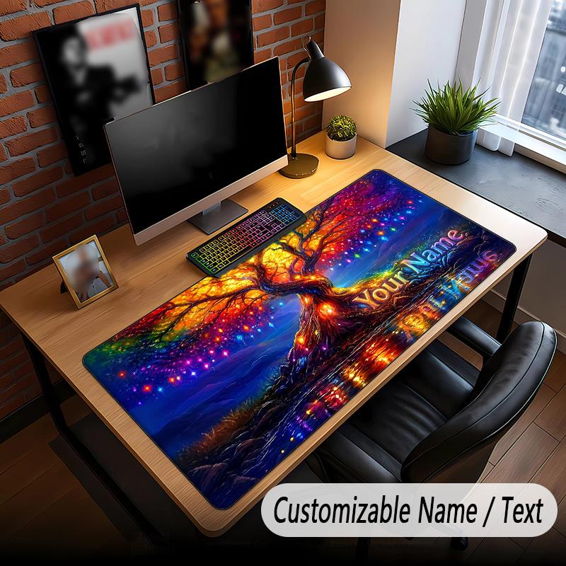 Tree of Life Theme Custom Mouse Pad Personalized With Name Text Customized Desk Mat For Office Home Decor