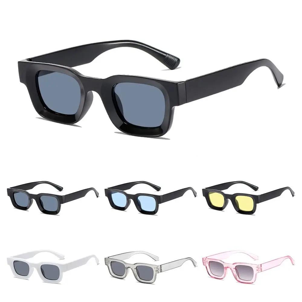 Trendy Thick Square Sunglasses Chunky Beach/Travel/Streetwear Rectangle Shades UV400 Protection Eyewear for Women & Men