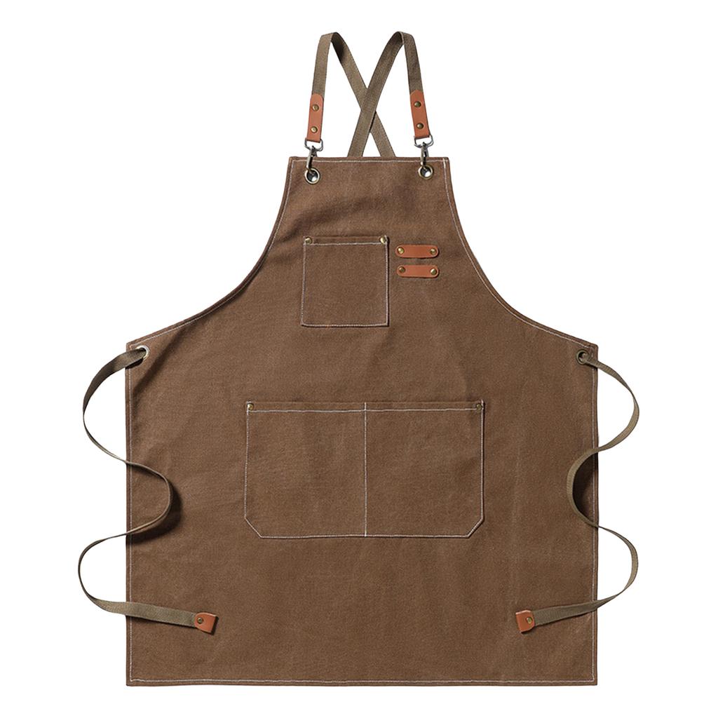 Work Aprons for Men Women Wear-resistant Cross Back Apron with Pockets for Art Craft Gardening Florist Coffee House
