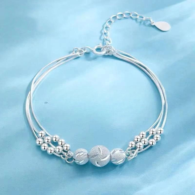 925 Silver Star Moon Bracelet Women Girls Vintage Korean Crystal Charm Jewelry Gift Sparkling Party Accessories