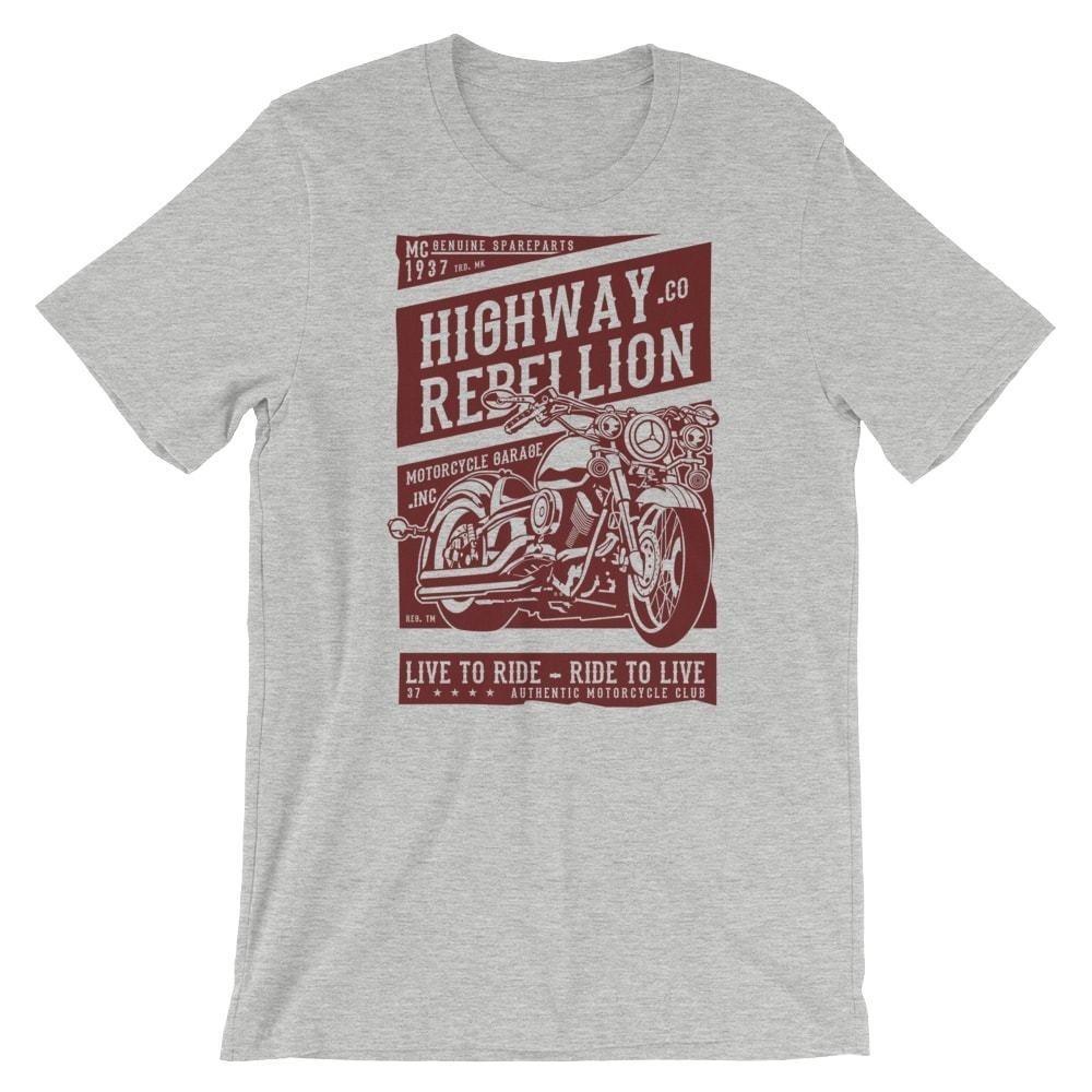 

Highway Rebellion T-Shirt. Motorcycle Biker 100% Cotton Premium Tee NEW M