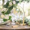 Gold Metal Wreath Ring Hoop With Wooden Base Holder Wedding Artificial Flowers Garland DIY Decoration Home Dream Catcher Making