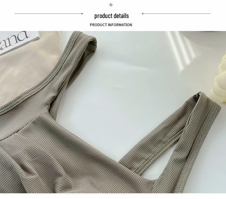 Korean Ruffled Spaghetti Strap Women's Tank with Chest Pads - Sexy Backless Slimming Base Layer