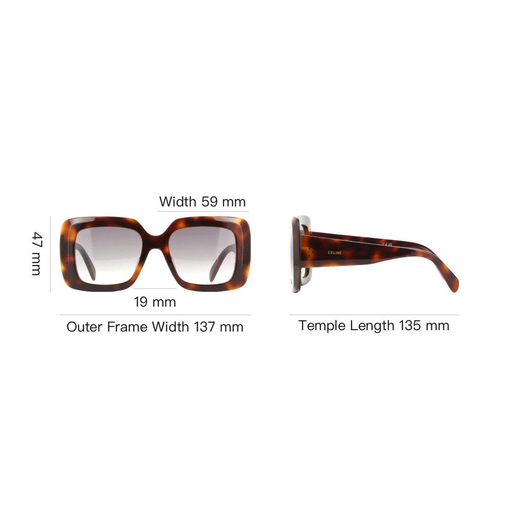 Celine Gradient Lens Acetate Square Sunglasses Women Sunglasses Tortoise CL40263I5453B