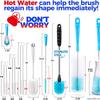 Bottle Brush Tube Cleaning Lab Set with Long Handle, Cup Cleaner for Washing Narrow Neck Beer Wine Decanter Pipes Lids Sinks Cap Covers, White