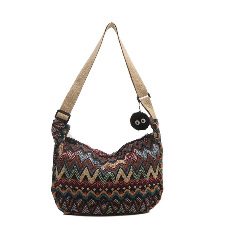 Vibrant Handwoven Style Boho Shoulder Bag Colorful Pattern Purse Spacious Chic Dumpling Crossbody Bags for Women Daily Festival