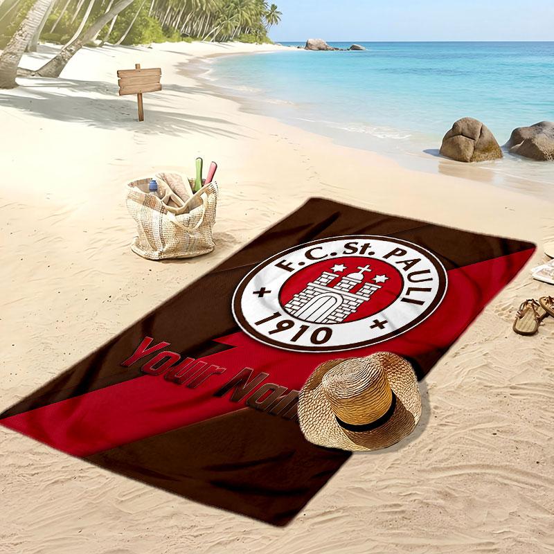 FC St. Asciugamano da Spiaggia Stampato Personalizzato Pauli Logo Calcio Supporto Nome Personalizzato Testo Asciugamano Assorbente Per Sport Viaggio Regalo Speciale