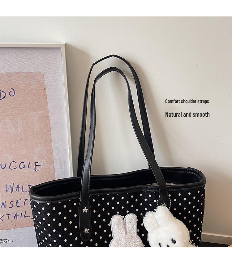 Korean Style Polka Dot Large-Capacity Women's Tote Bag - Fashionable, Casual, and Cute for Daily Commuting
