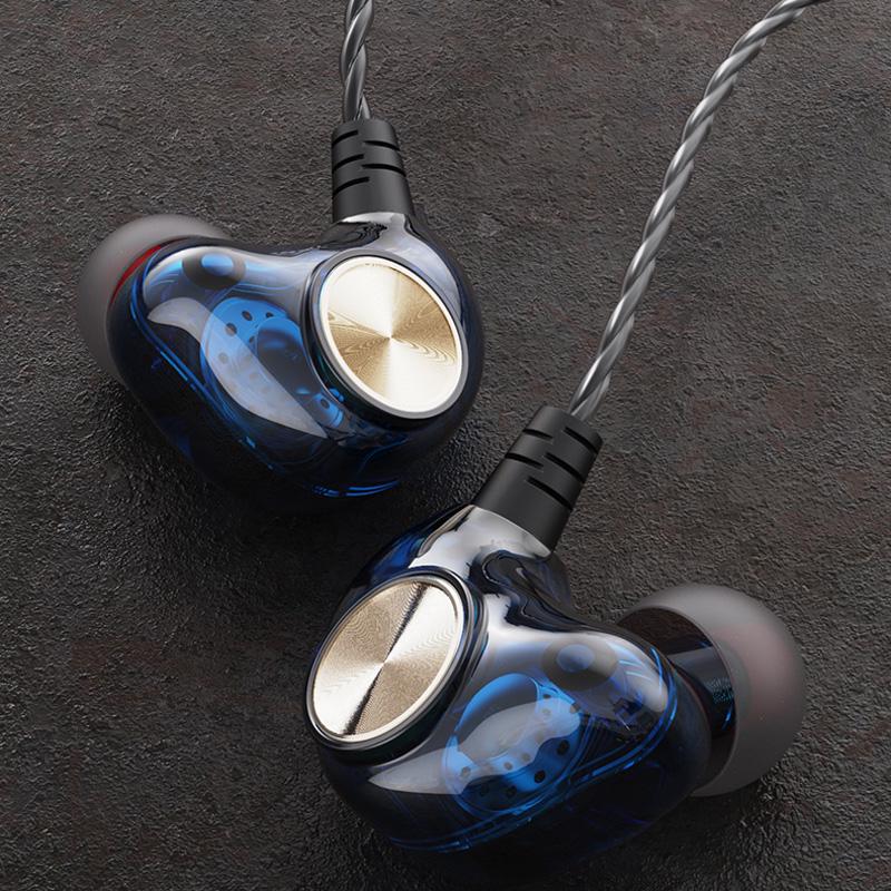 Transparent In-Ear Wired Earphone Subwoofer Stereo Bass Earbuds Sport Headset With Mic AVE