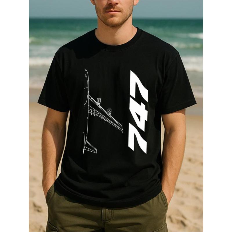 

Men s T-Shirt with Print - Breathable Aircraft Design Short Sleeve Tee for Pilots, Aviation Enthusiasts - Casual & Workwear (Regular Fit) 4XL чорний