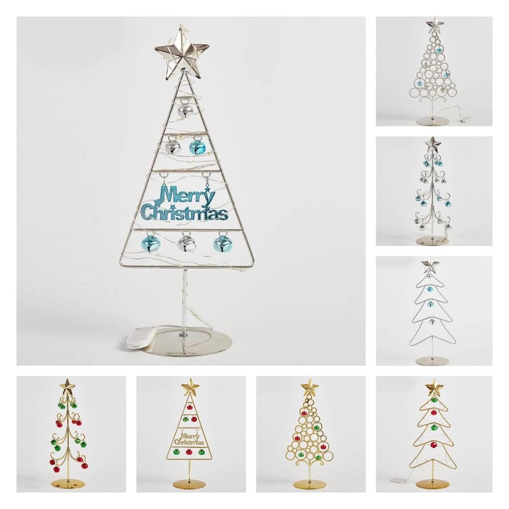 Iron Small Tabletop Christmas Tree Simulates Glowing Bell Decorations Trees