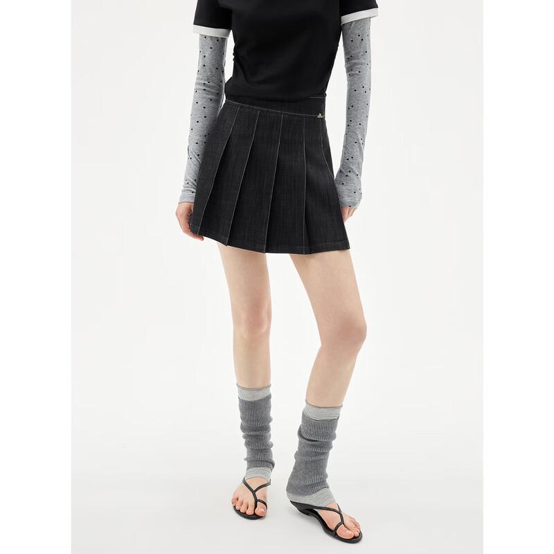 ELLE Women's Pleated A-line Mini Skirt