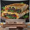 Grilled Wrap with Beef and Veggies Pattern Wall Hanging Tapestry Decorative Tapestry Home Decor for Bedroom and Living Room