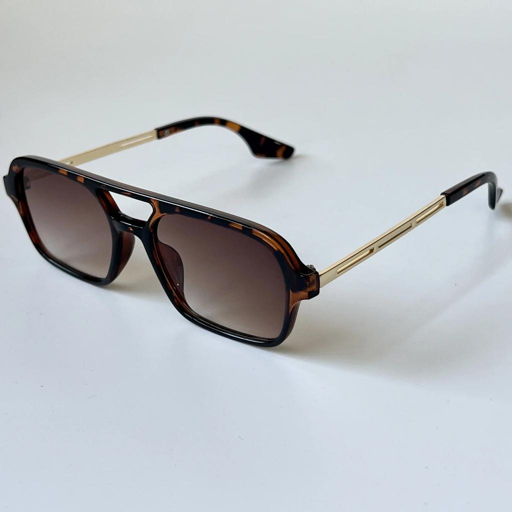 Small Frame Square Sunglasses Women Designer Fashion Luxury Vintage Hollow Leopard Blue Sun Glasses