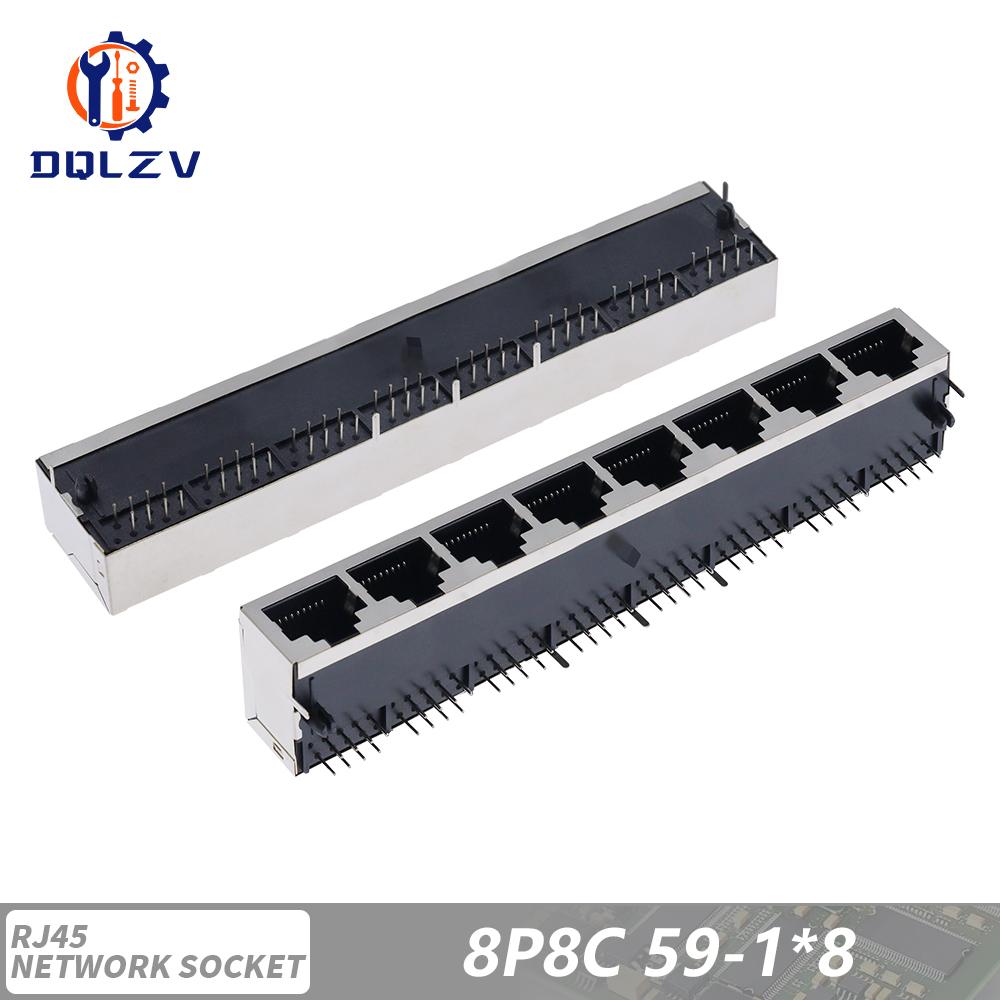 RJ45 1 2 4 6 8 Port Shielded Modular 21MM PCB Jack 8P8C Right Angle Through Hole Pcb Network Connector