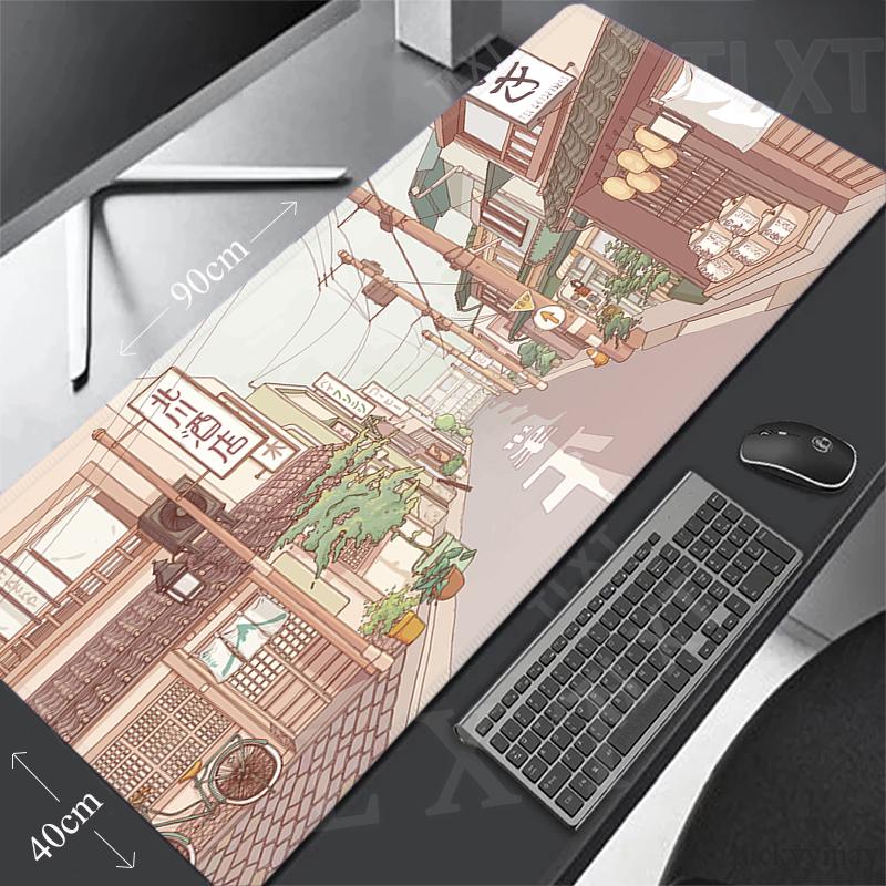 Mouse Pad Anime Shop Large Gamer Mousepad xcm Keyboard Mat XXXL Mouse Mats Rubber Desk Pad Design Desk Rug Japanese Street