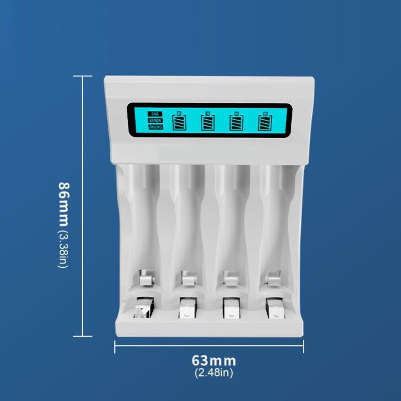 4 Slot Battery Chargers For 2A 3A Rechargeable Lithium NiMH Battery With LCD Display Type C Port Charging Adapter