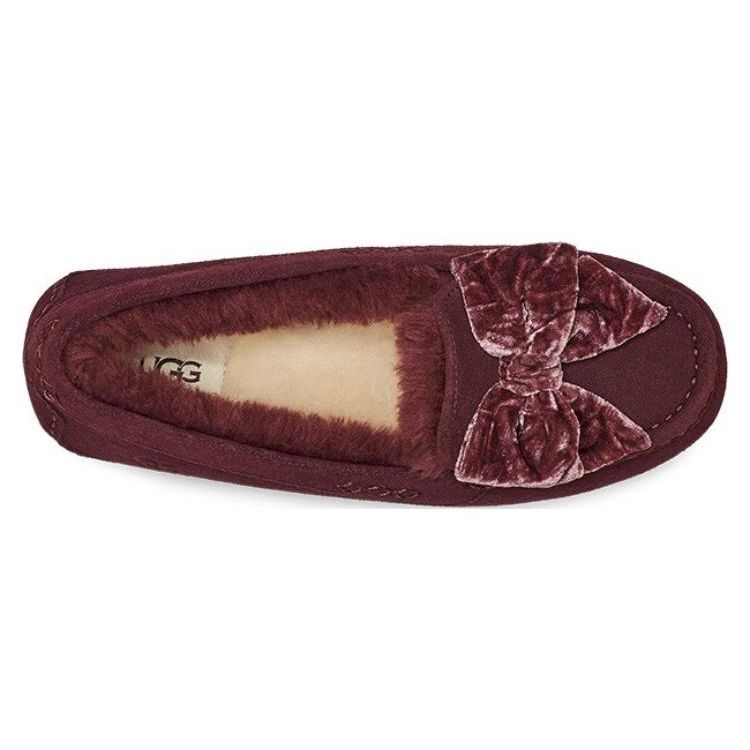 UGG Leisure Ruched Velvet Bow Flat Shoes Women Flats 1138650