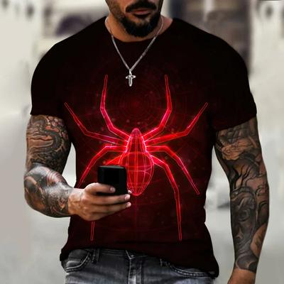 Letní móda Tričko Zvířecí potisk Tričko Pánské Dámské Vzor pavučiny Oblečení Street Retro Volné Oversized Top Trička