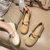 2025 New Spring and Autumn French Round Head Mary Jane Shallow Mouth with Skirt Soft Leather Single Shoes Women's Small Leather Shoes Thick Heel Shoes