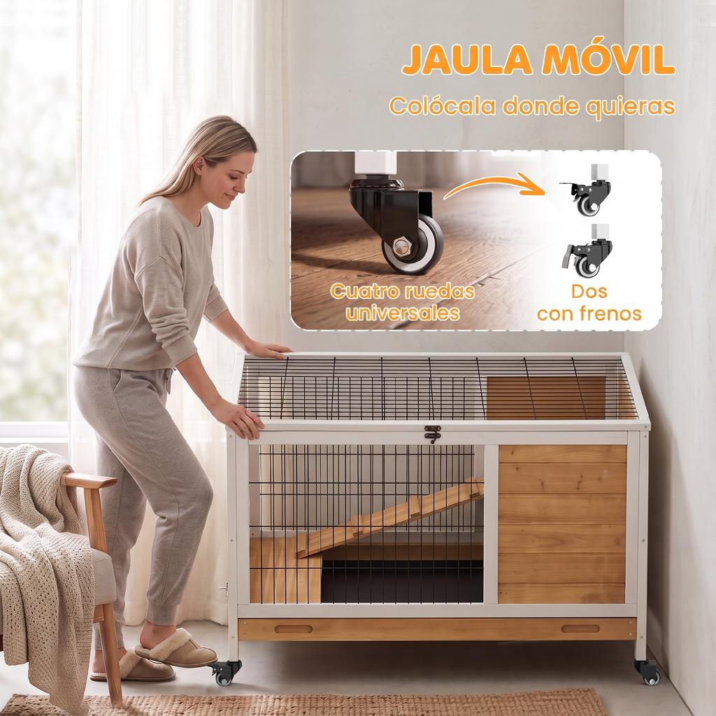 Rabbit Hutch for Small Pets with Opening Roof and Removable Tray 90x53x59 cm Natural