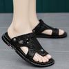 Fashion Non-Slip Men Beach Sandals Fashion Brand Casual Male Shoes Comfy Leather Simple Male Slippers Retro Style Mens Summer Half Shoes