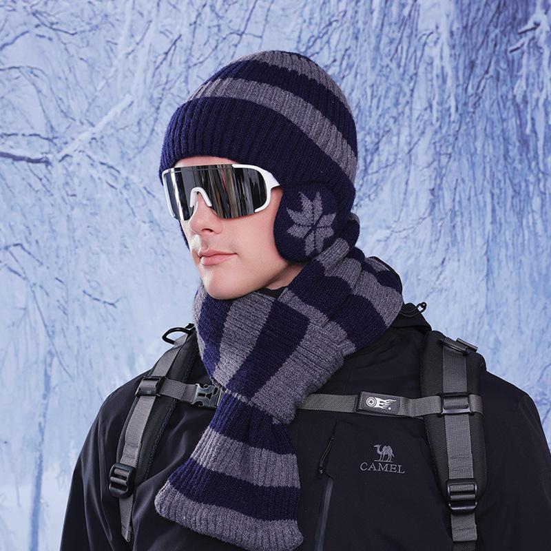 Wintermütze Schal Anzug Herren Damen Outdoor Winddicht Ohrenschutz Pullover Kaschmir Warm Gestrickte Wollmütze
