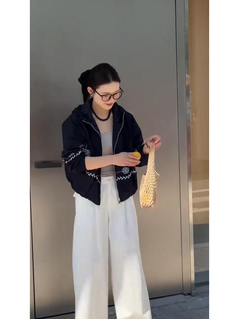 Damen Koreanische Rüschen Stehkragen Bestickte Jacke - Frühjahrskollektion 2025