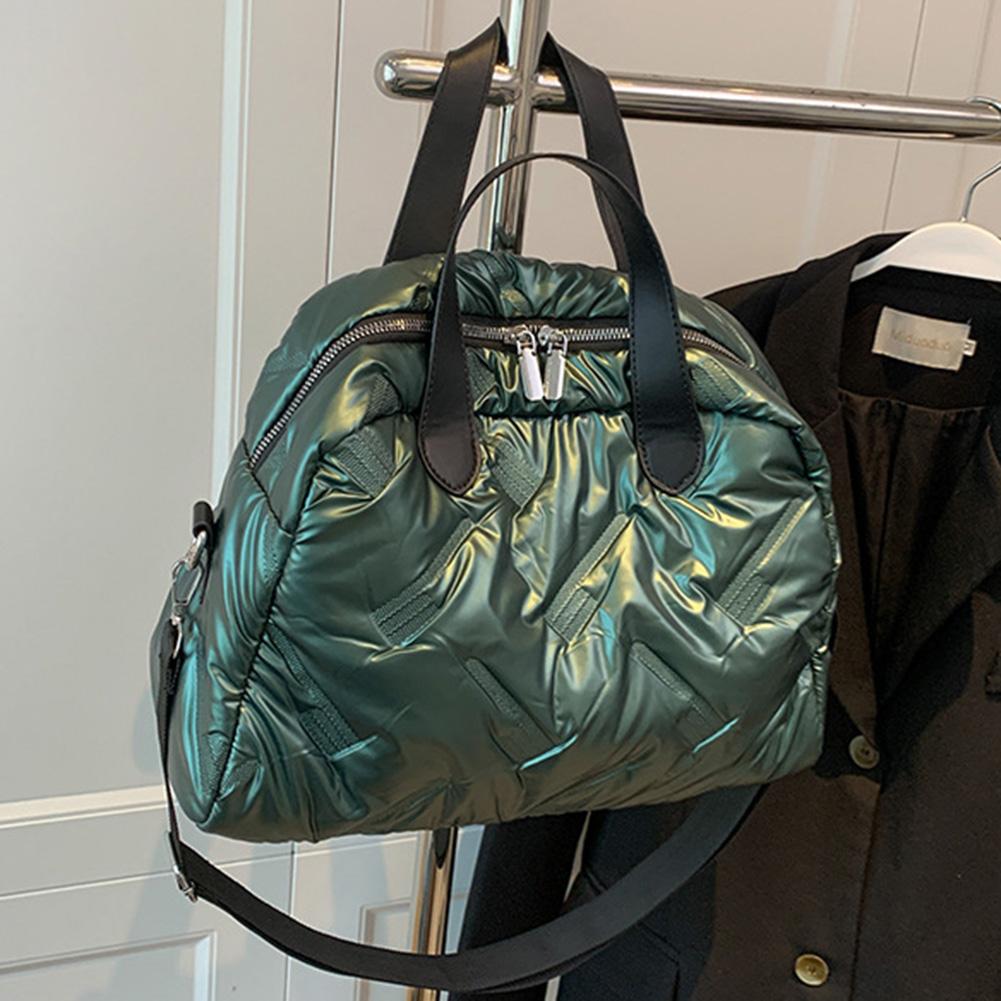 Borsa a tracolla gonfia da donna, grande capacità, borsa imbottita solida, versatile, casual, tracolla regolabile, borsa per la spesa invernale