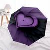 1 PC Automatic Folding Umbrella -Purple Heart and Wings Pattern,Portable & Foldable Design with 8 Ribs,Christmas Birthday Gifts