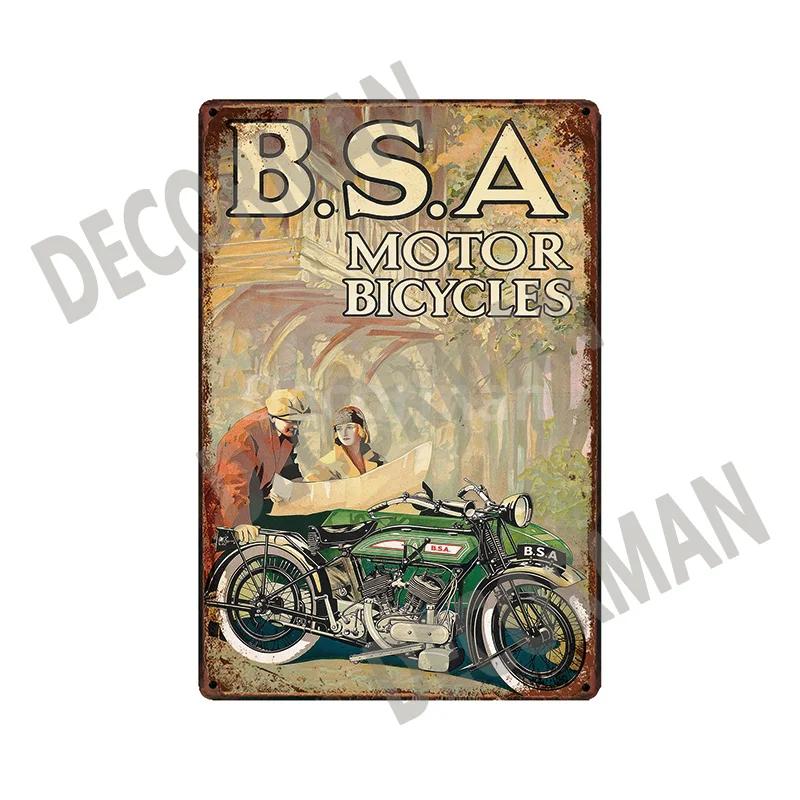 [ DecorMan]  JAWA BSA Motor Kovové Znamení Plakáty Vintage Malba Vlastní Klubová Dekorace LTA-1704 vintage dekor