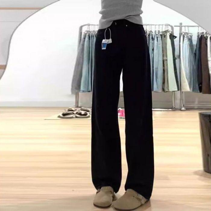 

Дизайн с плиссированной текстурой Белые джинсы Большого размера Женские Скрывающие недостатки фигуры Свободные Длинные джинсы прямого кроя с широкими штанинами Джинсы для женщин Длинные джинсовые брюки 2XL