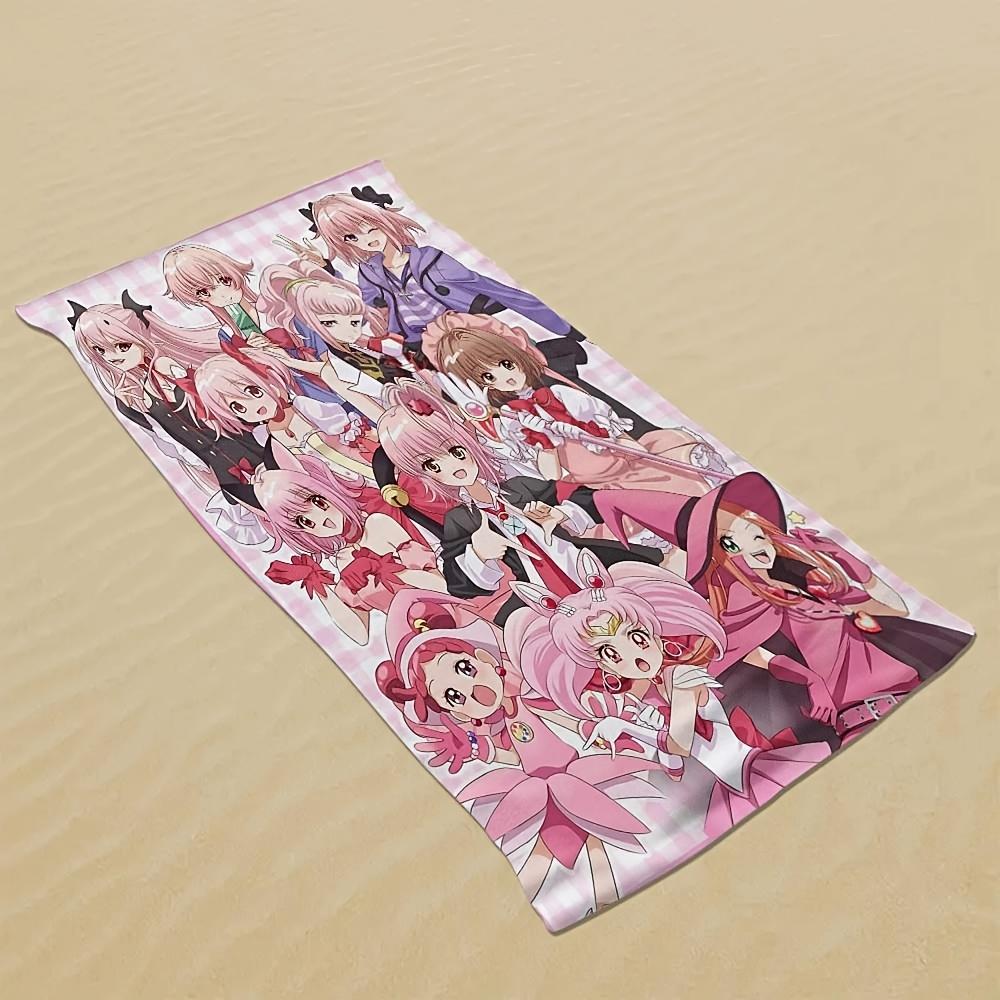 1pc Pink Hair Magical Girl Anime Collage Beach Towel Microfiber Soft Quick Dry Cute Bath Towel for Bathroom Swimming Outdoor